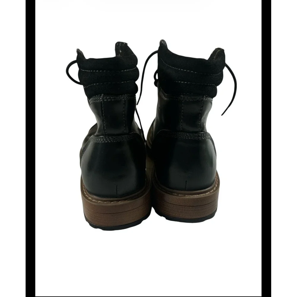 Perry Ellis Portfolio Dakota Black Cap Toe Boots Mens Size 8 Leather Like Finish